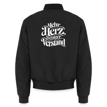 Mehr Herz weniger Verstand Spruch - Unisex Bomberjacke - Schwarz - Hinten - AI Model Male 185 light (185cm)