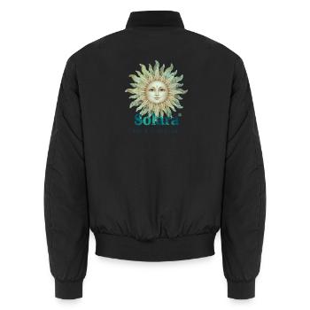 Solara Sun mit Vintage-Schrift - Unisex Bomberjacke - Schwarz - Hinten - AI Model Male 185 light (185cm)