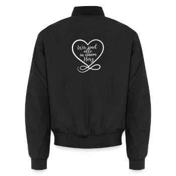 Wir sind alle in einem Herz – Zusammenhalt - Unisex Bomberjacke - Schwarz - Hinten - AI Model Male 185 light (185cm)