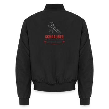 Schrauber im Ruhestand Motor aus Zahnrad Shirt - Unisex Bomberjacke - Schwarz - Hinten - AI Model Male 185 light (185cm)