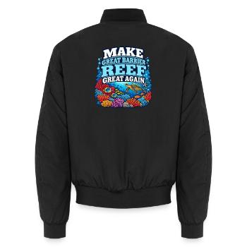 Great Barrier Reef Ozean Wildtierkunst Meereslebewesen - Unisex Bomberjacke - Schwarz - Hinten - AI Model Male 185 light (185cm)