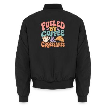 Croissants Kawaii Kaffee - Unisex Bomberjacke - Schwarz - Hinten - AI Model Male 185 light (185cm)