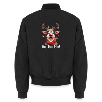 Rentier Ho Ho Ho Weihnachten Lustiges Motiv - Unisex Bomberjacke - Schwarz - Hinten - AI Model Male 185 light (185cm)