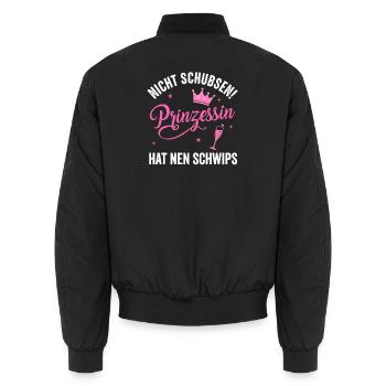 Prinzessin mit Krone und Sektglas in Pink Glitzer - Unisex Bomberjacke - Schwarz - Hinten - AI Model Male 185 light (185cm)