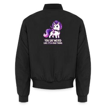 Eigenwilliges Einhorn - Unisex Bomberjacke - Schwarz - Hinten - AI Model Male 185 light (185cm)