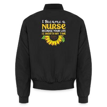 Notfall Krankenschwester - Unisex Bomberjacke - Schwarz - Hinten - AI Model Male 185 light (185cm)