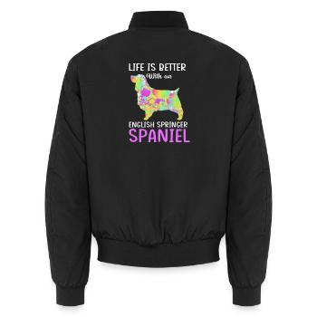 Springer Spaniel - Unisex Bomberjacke - Schwarz - Hinten - AI Model Male 185 light (185cm)