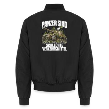 Panzer sind schlechte Verkehrsmittel - Unisex Bomberjacke - Schwarz - Hinten - AI Model Male 185 light (185cm)