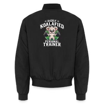 Niedlicher Koala-Fitnesstrainer Fitnesstrainer Kunst - Unisex Bomberjacke - Schwarz - Hinten - AI Model Male 185 light (185cm)