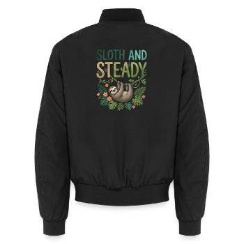 Faultier Sloth and Steady Tropen Geschenk - Unisex Bomberjacke - Schwarz - Hinten - AI Model Male 185 light (185cm)