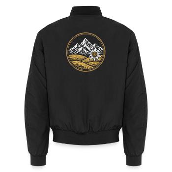 Alpen Berge Wandern Edelweiß Gipfel Motiv - Unisex Bomberjacke - Schwarz - Hinten - AI Model Male 185 light (185cm)