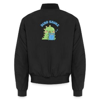Dino schnarcht niedliches schläfriges Dinosaurier-Umarmungskissen - Unisex Bomberjacke - Schwarz - Hinten - AI Model Male 185 light (185cm)