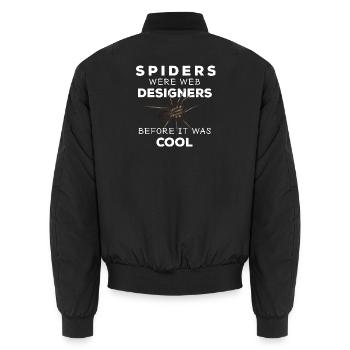 Spiders were web designers - Spinne Nerd Spruch - Unisex Bomberjacke - Schwarz - Hinten - AI Model Male 185 light (185cm)