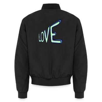 Liebes Neon Schriftzug - Unisex Bomberjacke - Schwarz - Hinten - AI Model Male 185 light (185cm)