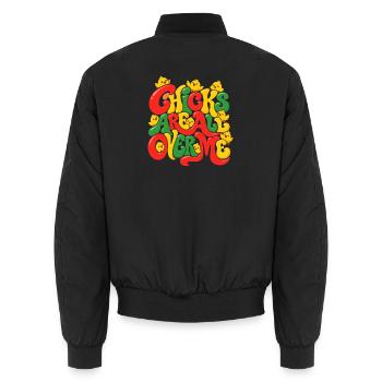 Chicks All Over Me – Farbexplosion - Unisex Bomberjacke - Schwarz - Hinten - AI Model Male 185 light (185cm)