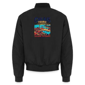 City Calais France Gateway To Europe Harbor - Unisex Bomberjacke - Schwarz - Hinten - AI Model Male 185 light (185cm)
