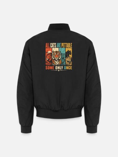 Alle Katzen sind streichelbar, manche nur einmal lustige Katze - Unisex Bomberjacke - Schwarz