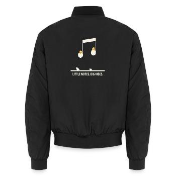 Little Notes Big Vibes – Musik Küken - Unisex Bomberjacke - Schwarz - Hinten - AI Model Male 185 light (185cm)