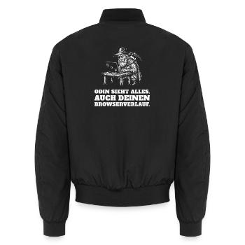 Odin sieht alles – auch deinen Browserverlauf - Unisex Bomberjacke - Schwarz - Hinten - AI Model Male 185 light (185cm)