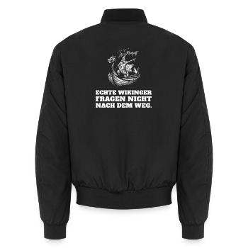 Echte Wikinger fragen nicht nach dem Weg - Unisex Bomberjacke - Schwarz - Hinten - AI Model Male 185 light (185cm)