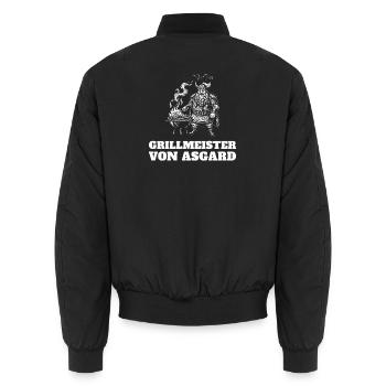 Grillmeister von Asgard – Wikinger Grillen - Unisex Bomberjacke - Schwarz - Hinten - AI Model Male 185 light (185cm)