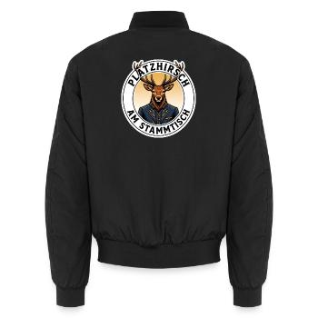 Platzhirsch Stammtisch T-Shirt Motiv - Unisex Bomberjacke - Schwarz - Hinten - AI Model Male 185 light (185cm)