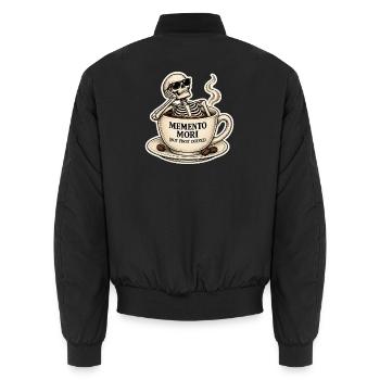 Memento Mori Kaffeeskelett - Unisex Bomberjacke - Schwarz - Hinten - AI Model Male 185 light (185cm)