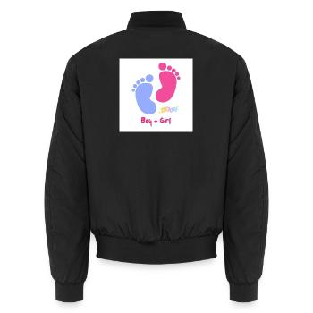 Fußabdruck Duo Baby Boy Girl - Unisex Bomberjacke - Schwarz - Hinten - AI Model Male 185 light (185cm)