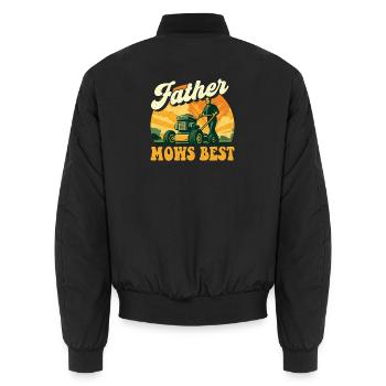 Vater Maws Best – lustiger Rasenmäher-Landschaftsgärtner Papa - Unisex Bomberjacke - Schwarz - Hinten - AI Model Male 185 light (185cm)