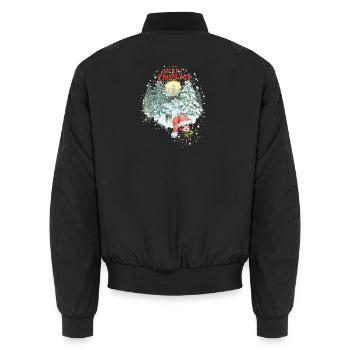 Merry Christmas mit Glücki & Bambi - Unisex Bomberjacke - Schwarz - Hinten - AI Model Male 185 light (185cm)
