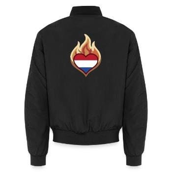 Flammenherz Niederlande Flagge - Unisex Bomberjacke - Schwarz - Hinten - AI Model Male 185 light (185cm)
