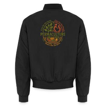 Permakultur-Ernteethik - Unisex Bomberjacke - Schwarz - Hinten - AI Model Male 185 light (185cm)