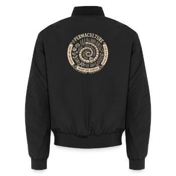 Permakultur-Kräuterspirale - Unisex Bomberjacke - Schwarz - Hinten - AI Model Male 185 light (185cm)