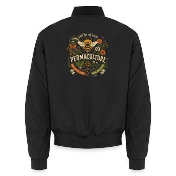 Permakultur-Bestäubergarten - Unisex Bomberjacke - Schwarz - Hinten - AI Model Male 185 light (185cm)