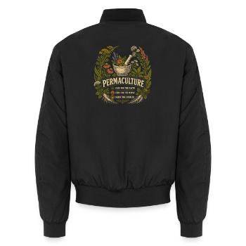 Permakultur-Kräutergarten - Unisex Bomberjacke - Schwarz - Hinten - AI Model Male 185 light (185cm)