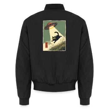 Katze UFO Entführung Japanisch Retro Alien - Unisex Bomberjacke - Schwarz - Hinten - AI Model Male 185 light (185cm)