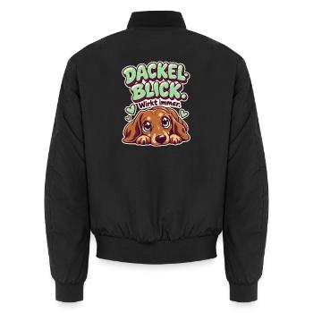 Dackelblick Wirkt immer - Unisex Bomberjacke - Schwarz - Hinten - AI Model Male 185 light (185cm)