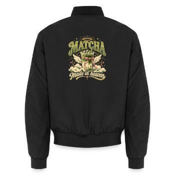 Matcha Himmel Becher - Unisex Bomberjacke - Schwarz - Hinten - AI Model Male 185 light (185cm)