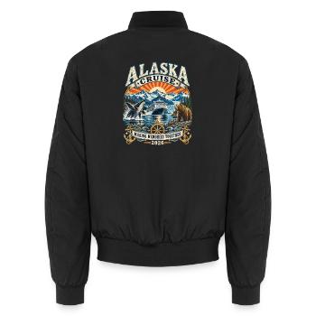 Alaska Kreuzfahrt 2026 Erinnerungen - Unisex Bomberjacke - Schwarz - Hinten - AI Model Male 185 light (185cm)