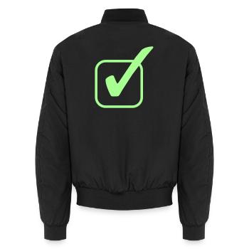 Häkchen - Unisex Bomberjacke - Schwarz - Hinten - AI Model Male 185 light (185cm)