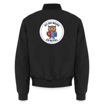 Notdienst Tierarzt Eule Nachtschicht Spruch Shirt - Unisex Bomberjacke - Schwarz - Hinten - AI Model Male 185 light (185cm)