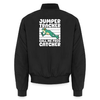 Frog Catcher Jumper Tracker Call Me Catcher Frog - Unisex Bomberjacke - Schwarz - Hinten - AI Model Male 185 light (185cm)