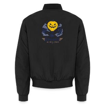 Pumpkin Flug Spooky Airline - Unisex Bomberjacke - Schwarz - Hinten - AI Model Male 185 light (185cm)