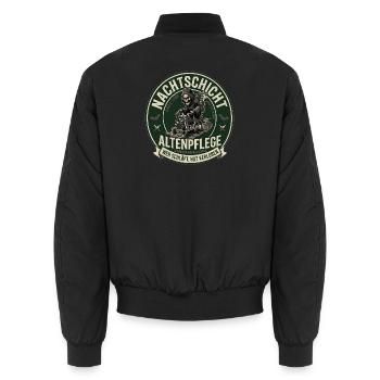 NachtSchicht Altenpflege Grim-Reaper - Unisex Bomberjacke - Schwarz - Hinten - AI Model Male 185 light (185cm)