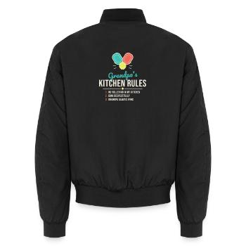 Grandpa's Kitchen Rules Tee - Unisex Bomberjacke - Schwarz - Hinten - AI Model Male 185 light (185cm)