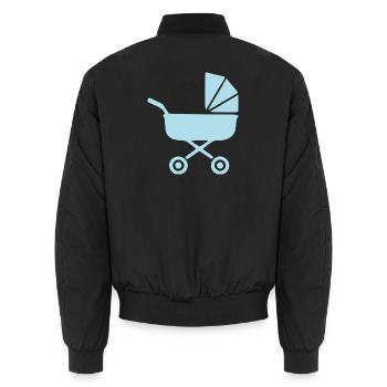 Blauer Kinderwagen Baby Geburt Geschenk  - Unisex Bomberjacke - Schwarz - Hinten - AI Model Male 185 light (185cm)