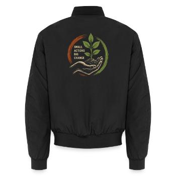 Kleine Aktionen Große Veränderung - Unisex Bomberjacke - Schwarz - Hinten - AI Model Male 185 light (185cm)