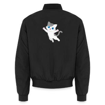 Verspieltes Kawaii-Kätzchenspringen - Unisex Bomberjacke - Schwarz - Hinten - AI Model Male 185 light (185cm)