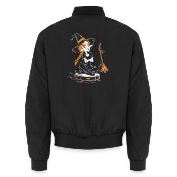 Die Hexe auf dem Saugroboter - Unisex Bomberjacke - Schwarz - Hinten - AI Model Male 185 light (185cm)
