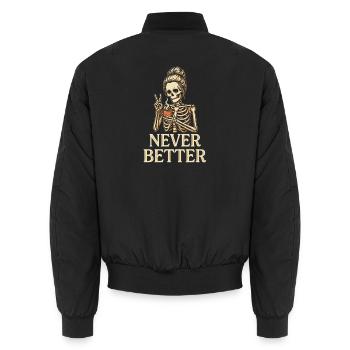 Nie besser Skelettkaffee sarkastisches Design - Unisex Bomberjacke - Schwarz - Hinten - AI Model Male 185 light (185cm)